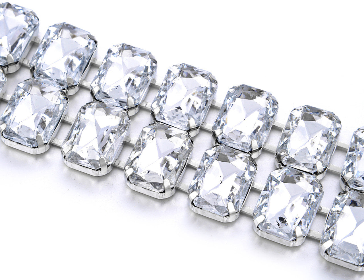 Large Diamante Crystals Belt - Silver