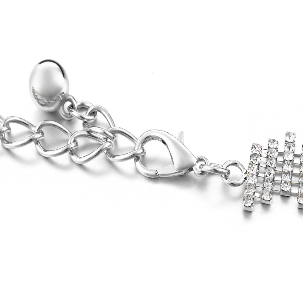 Diamante Zigzag Belt with 6 Rows - Silver