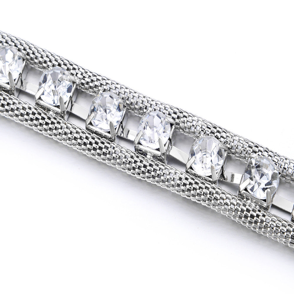 Waist Belt with Large Diamante - Silver