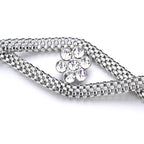 Braided Silver Mesh Chain with Centre Floral Diamante