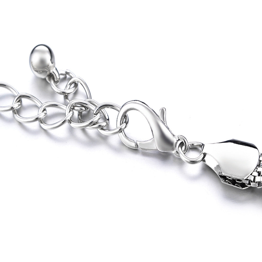 Braided Silver Mesh Chain with Centre Floral Diamante
