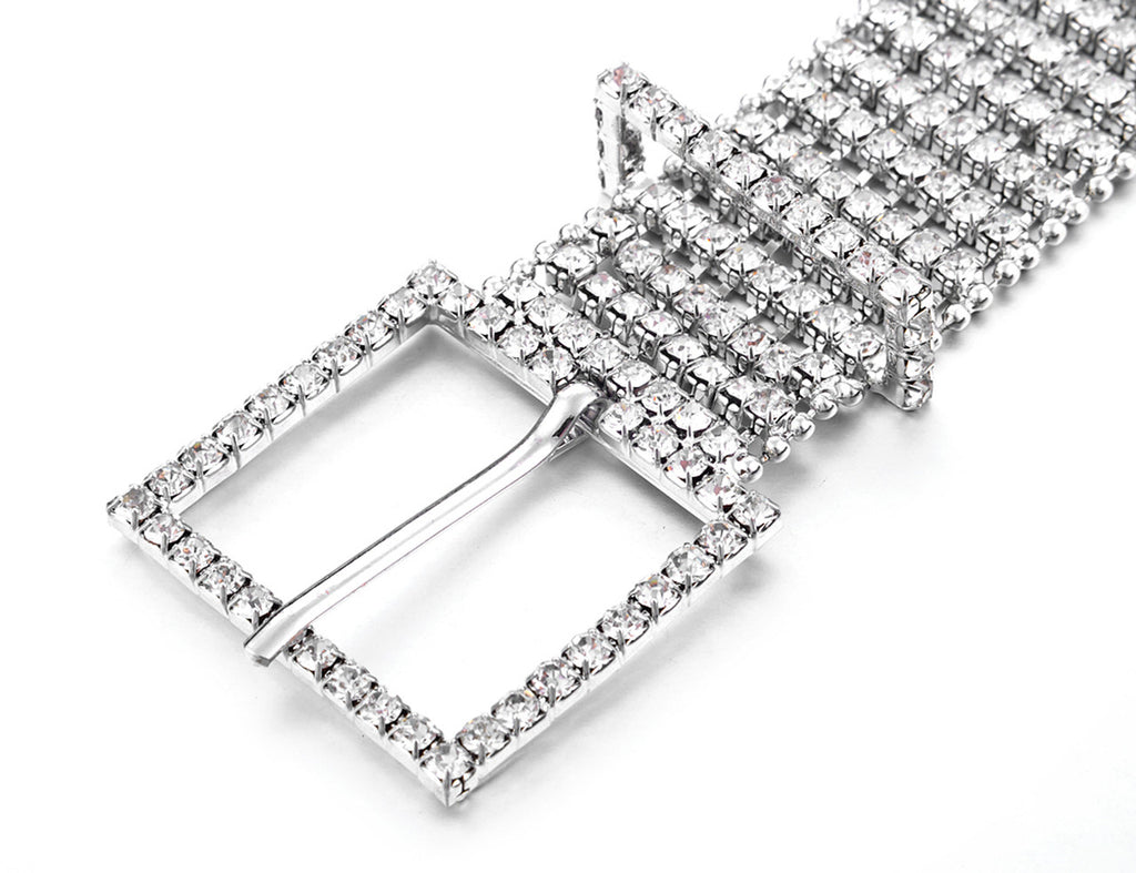 8 Row Diamante Bling Belt - Silver