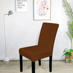 Short Velvet-Touch Spandex Chair Cover - Dark Brown
