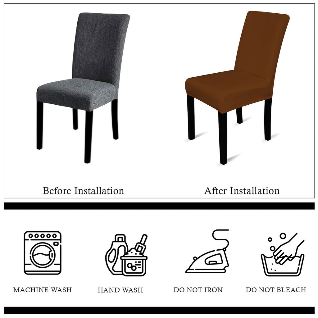 Short Velvet-Touch Spandex Chair Cover - Dark Brown
