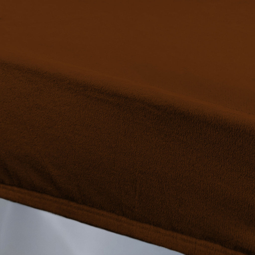Short Velvet-Touch Spandex Chair Cover - Dark Brown
