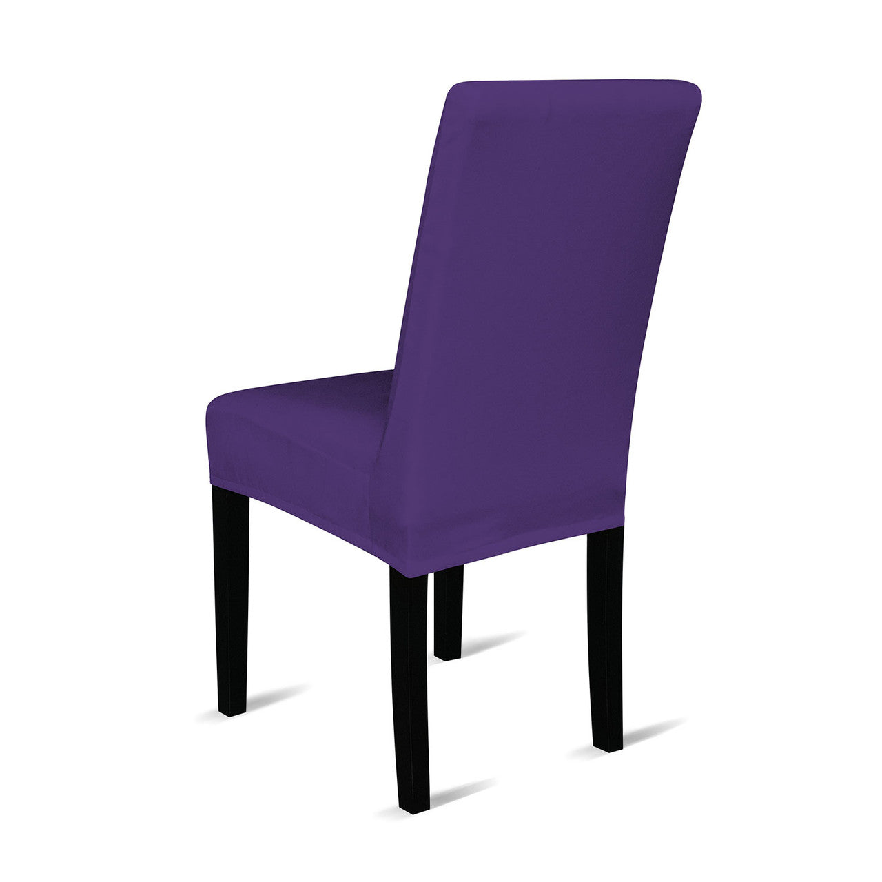Short Velvet-Touch Spandex Chair Cover - Dark Purple