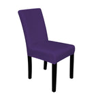 Short Velvet-Touch Spandex Chair Cover - Dark Purple