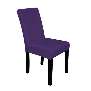 Short Velvet-Touch Spandex Chair Cover - Dark Purple