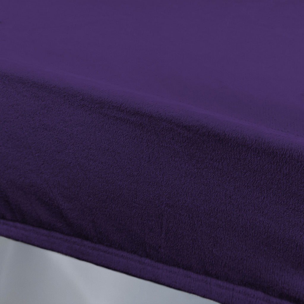 Short Velvet-Touch Spandex Chair Cover - Dark Purple