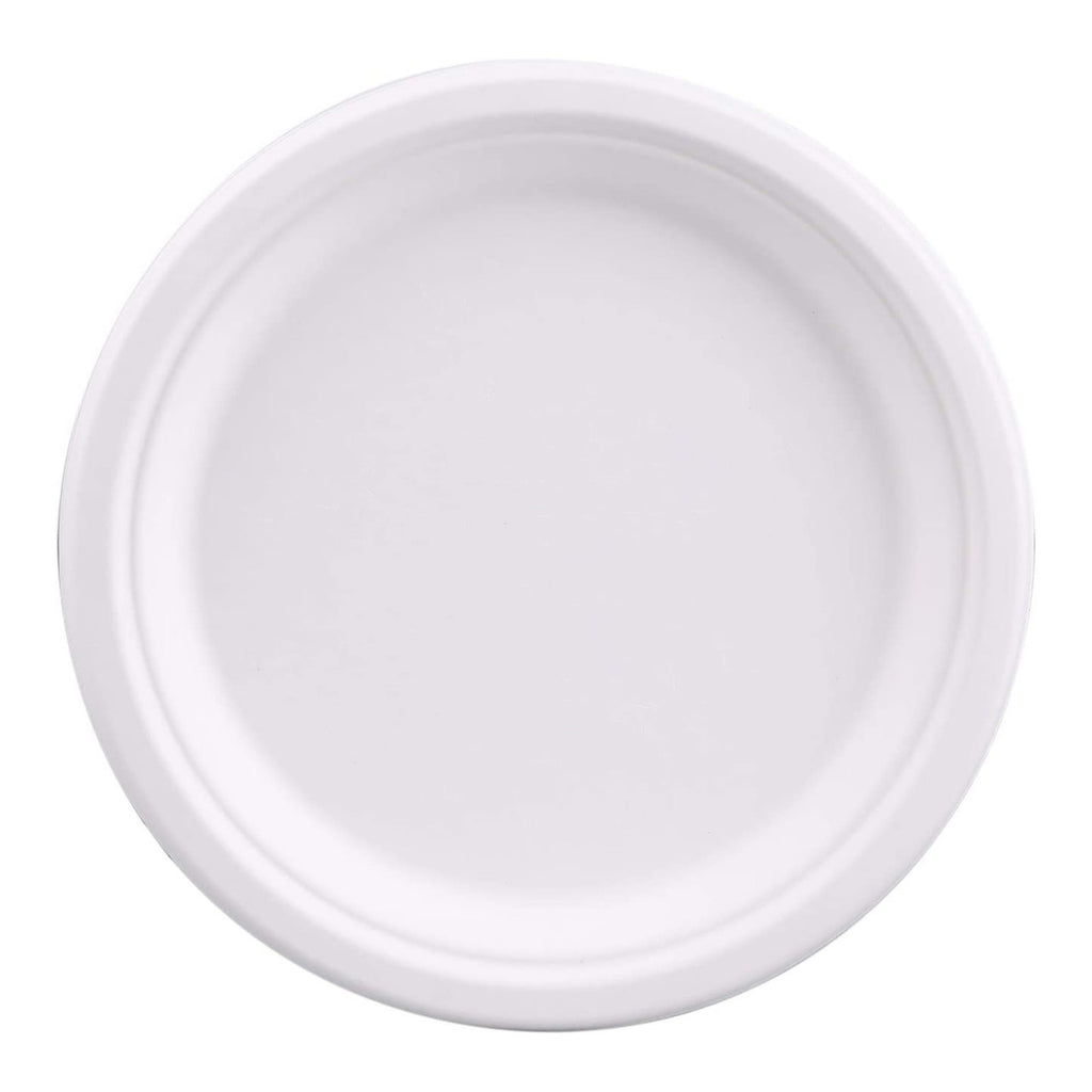 Biodegradable Round Bagasse Plates - 50pcs