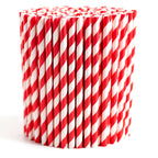 Red & White Striped Biodegradable Paper Straws