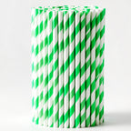 Green & White Biodegradable Paper Straws