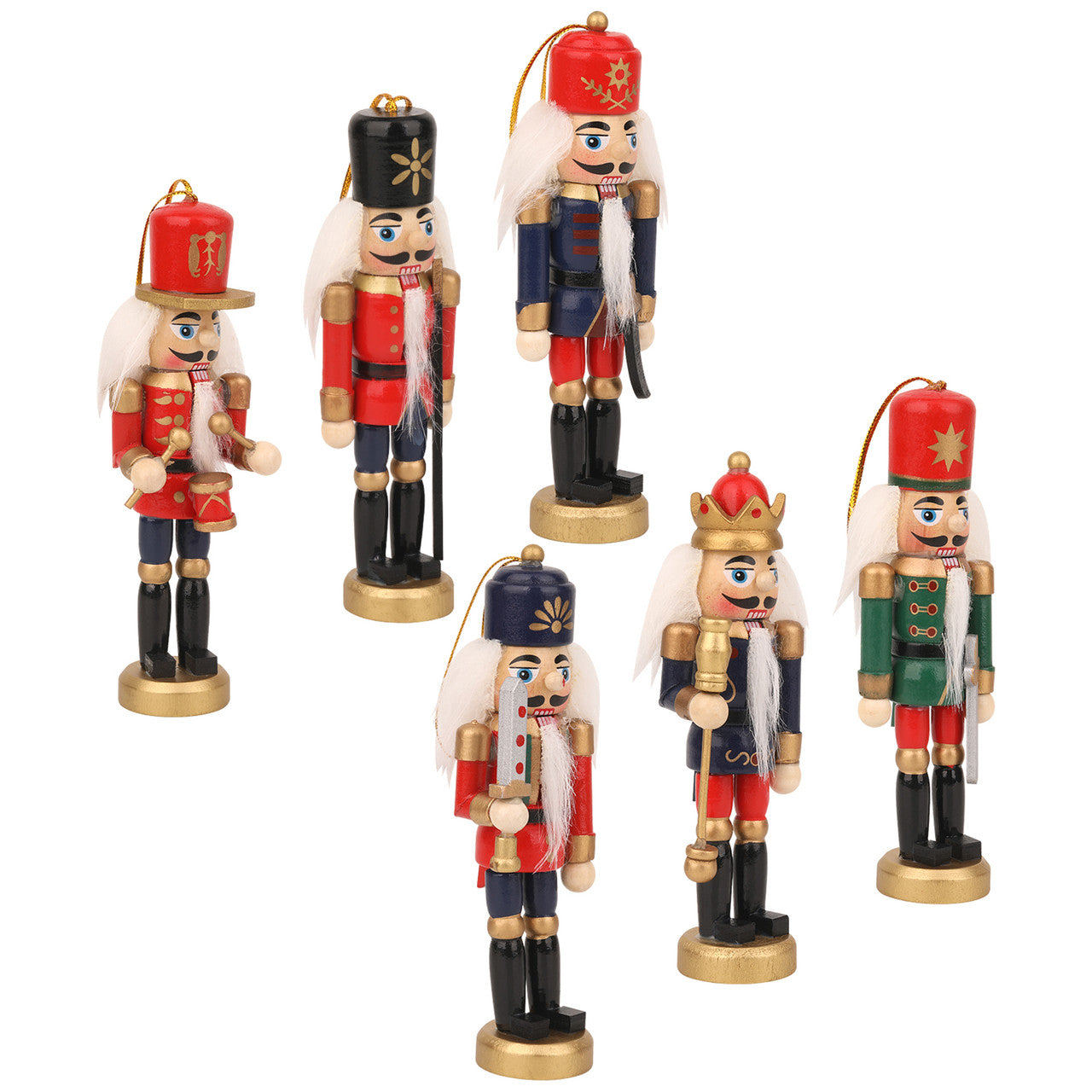 Wooden Mini Nutcracker Christmas Ornaments Set