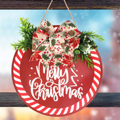 Merry Christmas Wooden Sign – Red & White