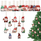 Wooden Gnome Christmas Ornaments – 24-Piece