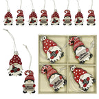 Wooden Christmas Gnome & Santa Ornaments Set