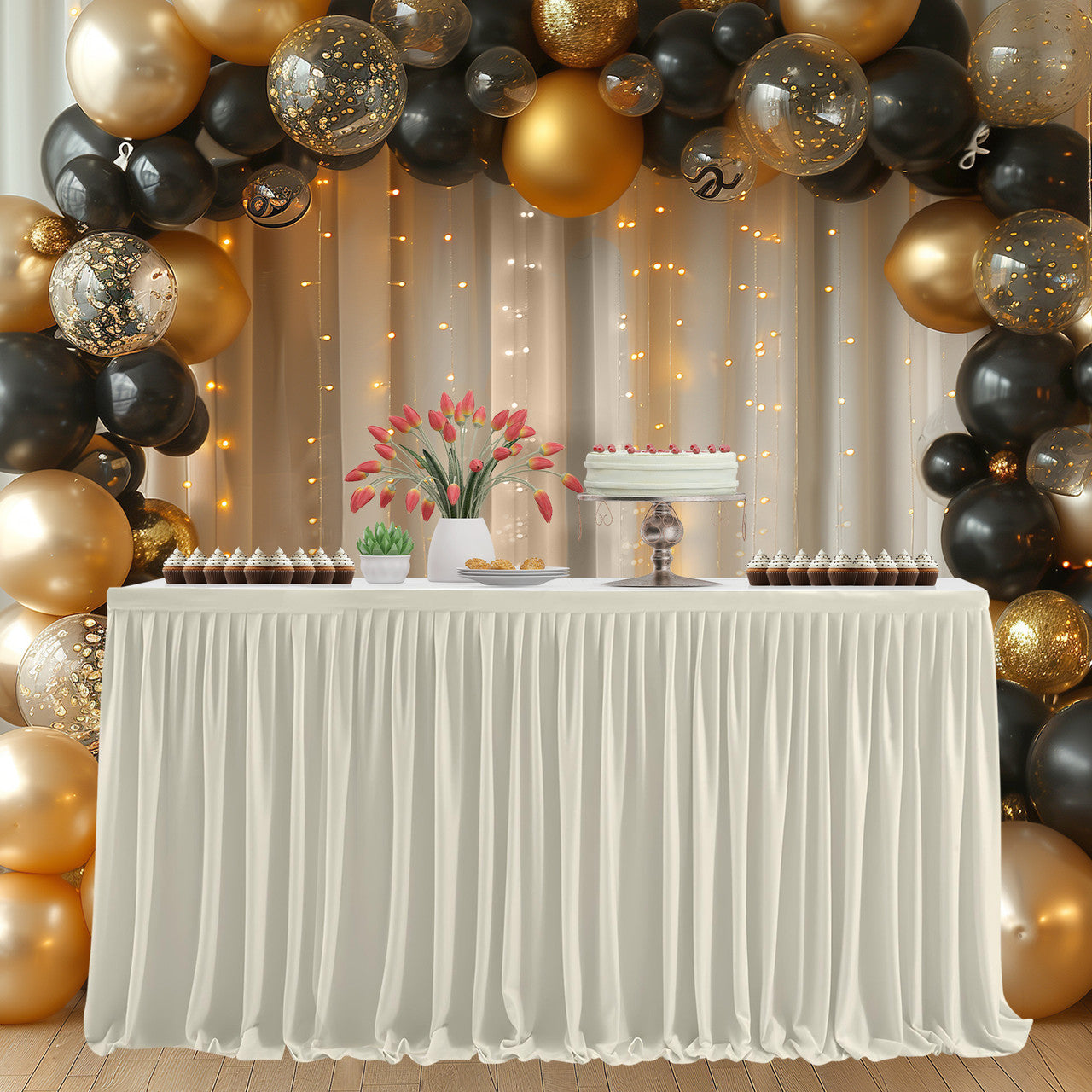 Polyester Table Skirt - Ivory