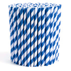 Blue & White Biodegradable Paper Straws