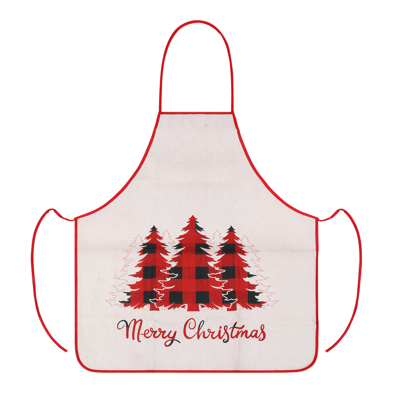 Unisex Christmas Apron for Adults - Red and Black Plaid Design