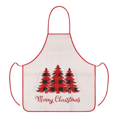 Unisex Christmas Apron for Adults - Red and Black Plaid Design