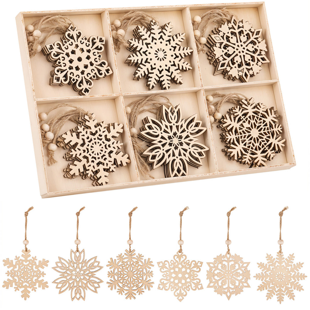 Wooden Snowflake Christmas Ornaments - 6 designs