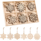 Wooden Snowflake Christmas Ornaments - 6 designs