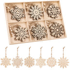 Wooden Snowflake Christmas Ornaments - 6 designs