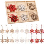 Laser Cut Wooden Snowflake Christmas Ornaments – 18-Piece
