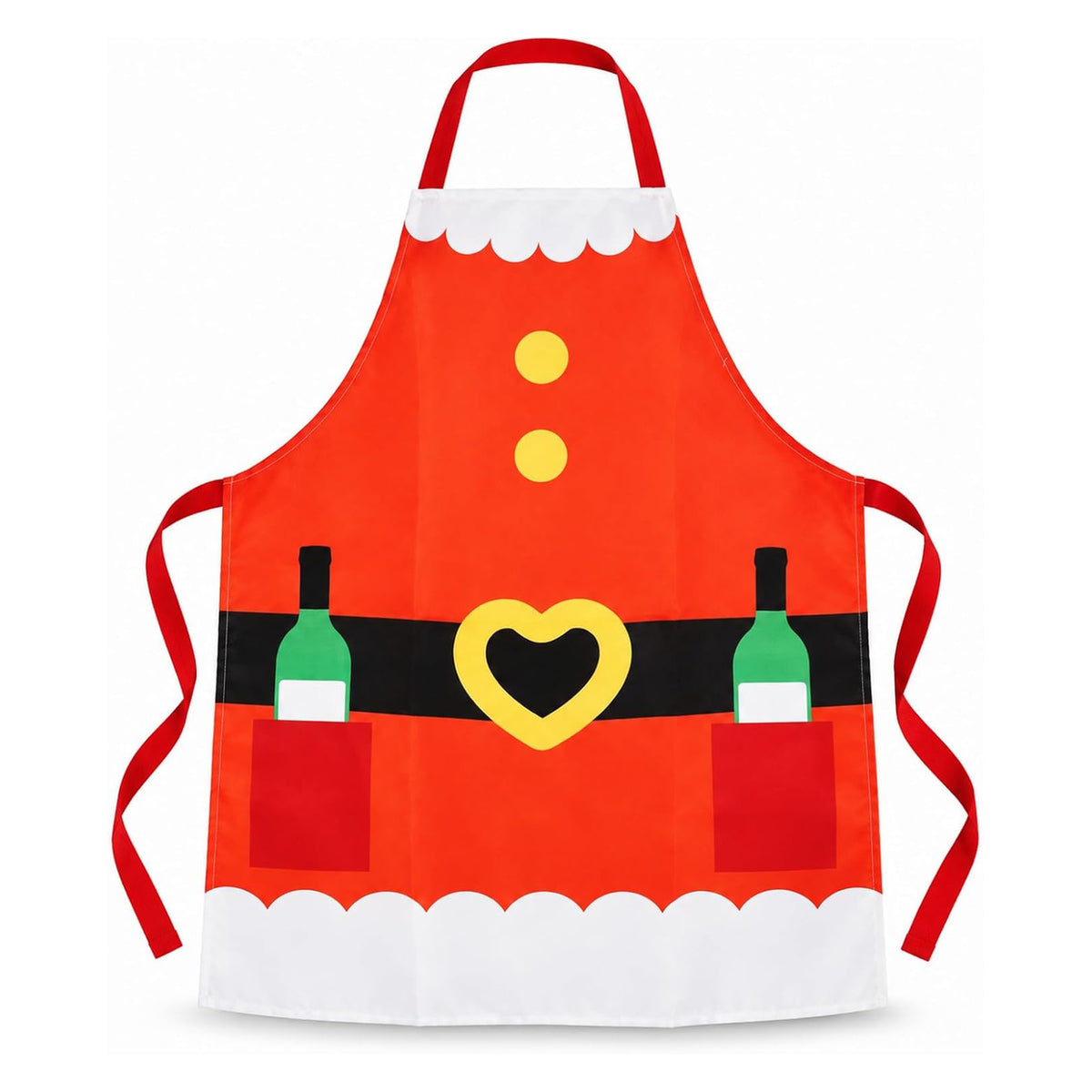 Unisex Santa Apron with 2 Bottle Pockets