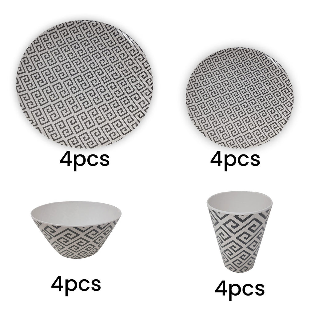 Geometric Design Melamine BBQ and Party Set - 16pcs
