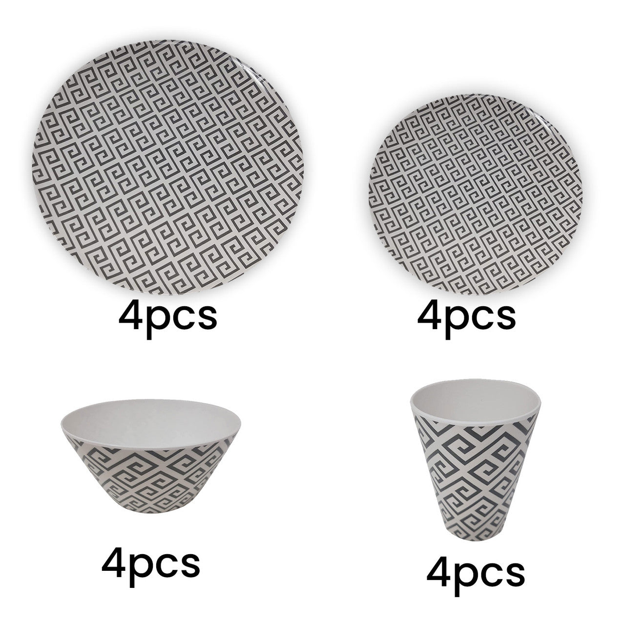 Geometric Design Melamine BBQ and Party Set - 16pcs