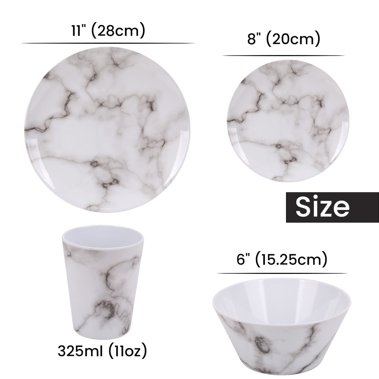 Marble Design Melamine BBQ and Party Set - 16pcs
