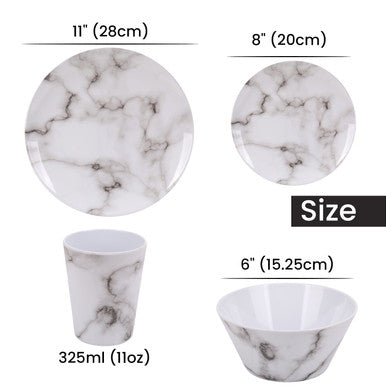 Marble Design Melamine BBQ and Party Set - 16pcs
