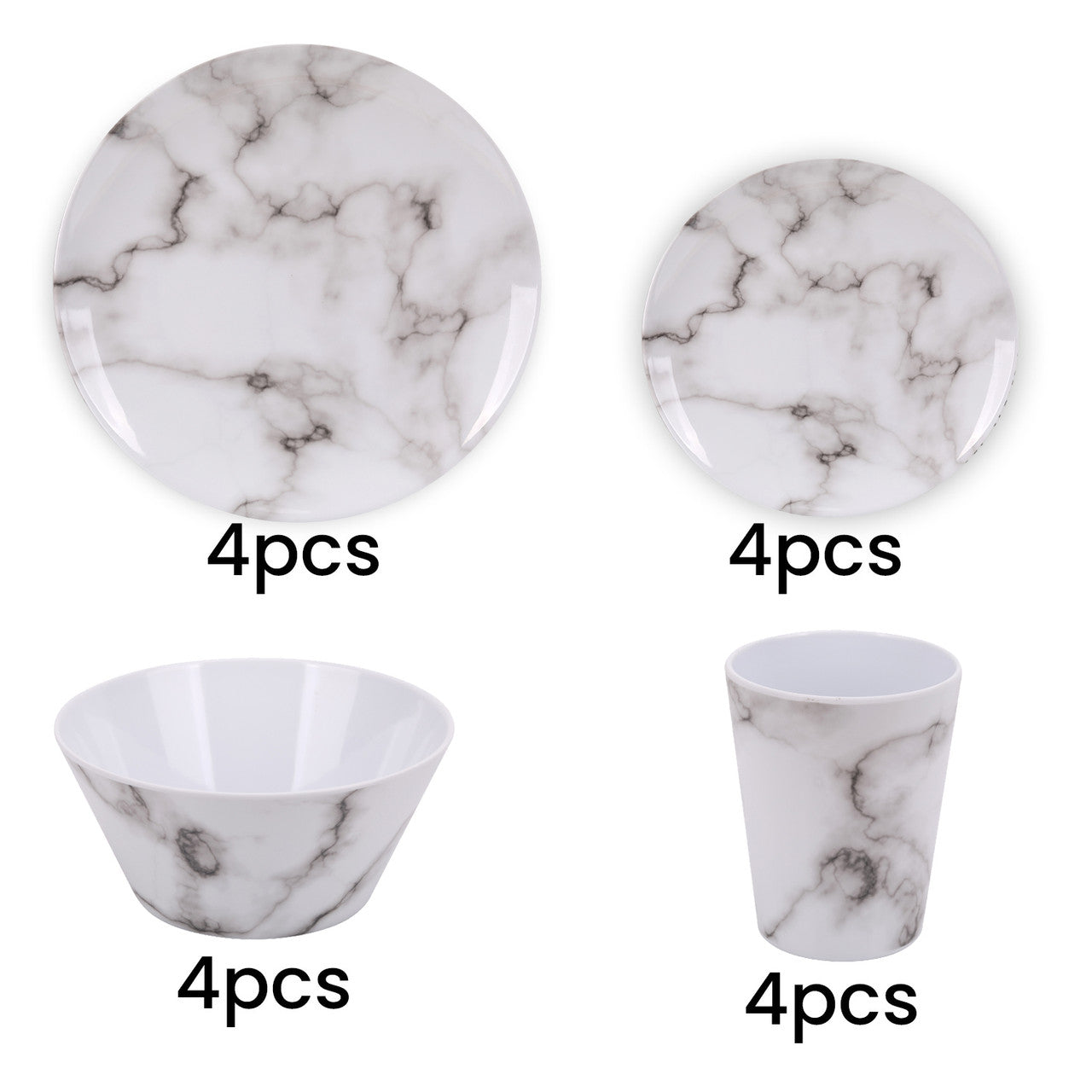 Marble Design Melamine BBQ and Party Set - 16pcs