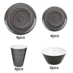 Grey Swirl Design Melamine BBQ and Party Set - 16pcs