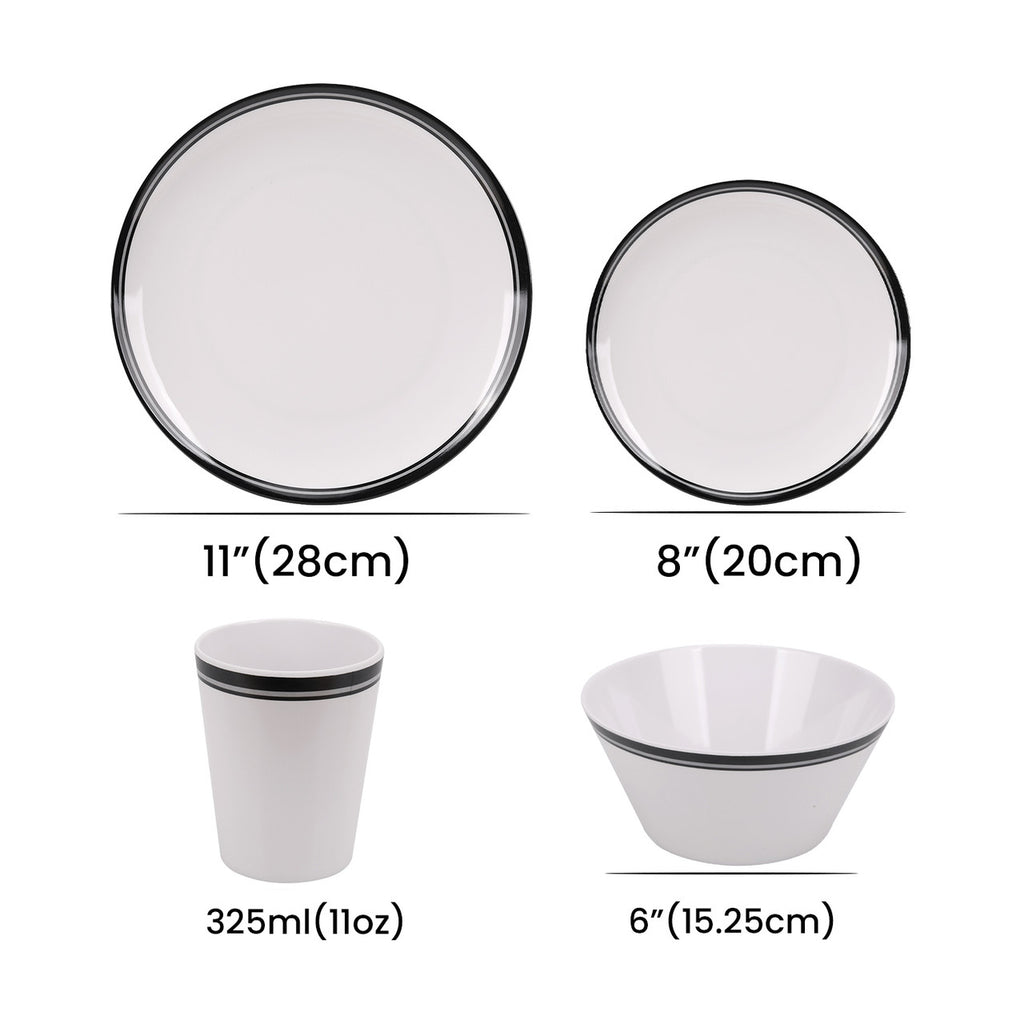 White and Black Design Melamine BBQ and Party Set - 16pcs