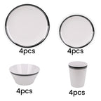 White and Black Design Melamine BBQ and Party Set - 16pcs