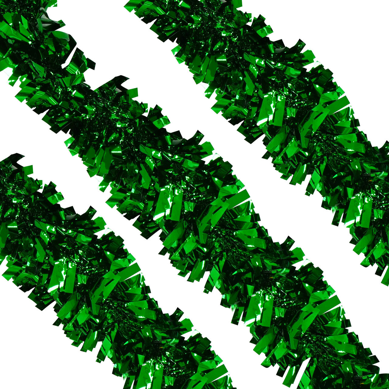 2m Christmas Wide Tinsel Garland - Emerald Green