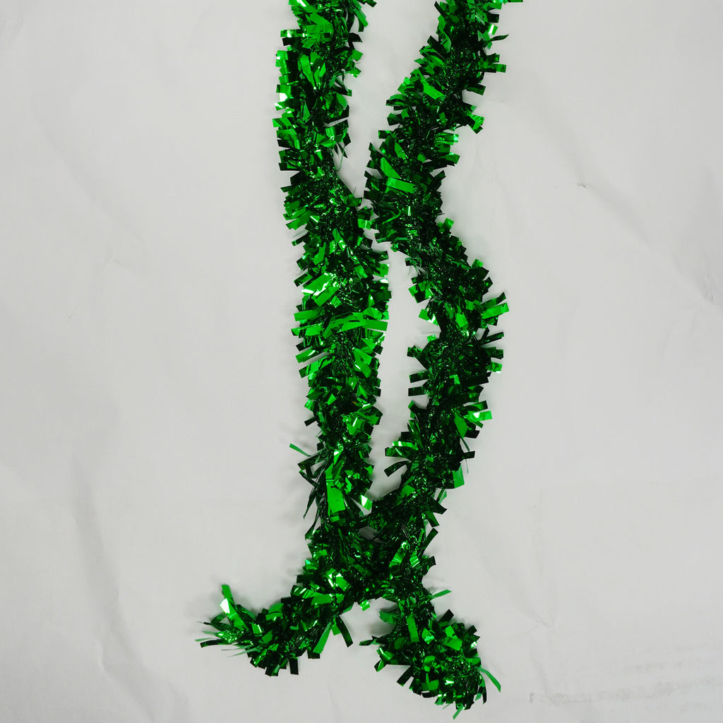 2m Christmas Wide Tinsel Garland - Emerald Green