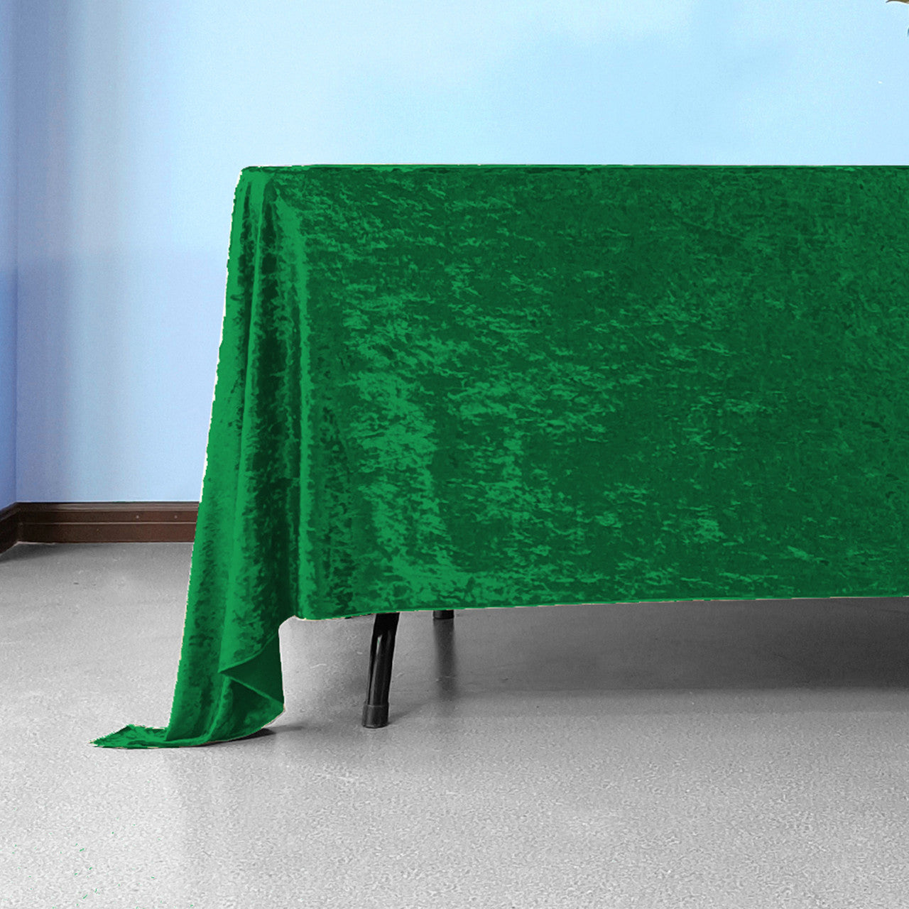 Square Crushed Velvet Tablecloth - Emerald Green