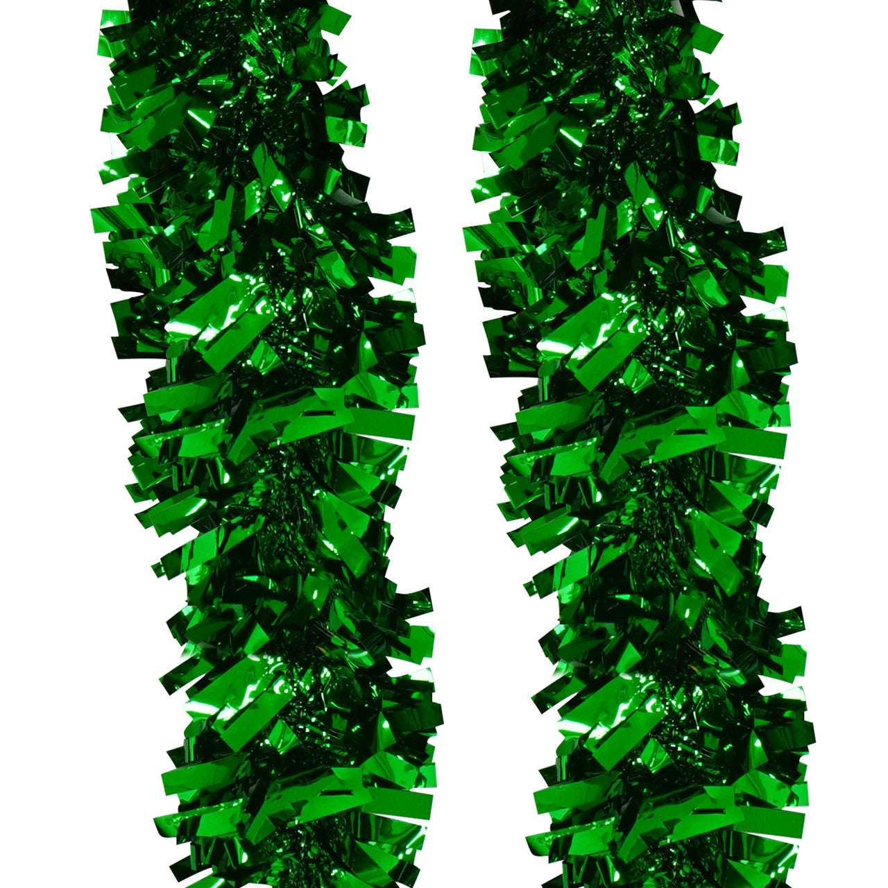 2m Christmas Wide Tinsel Garland - Emerald Green
