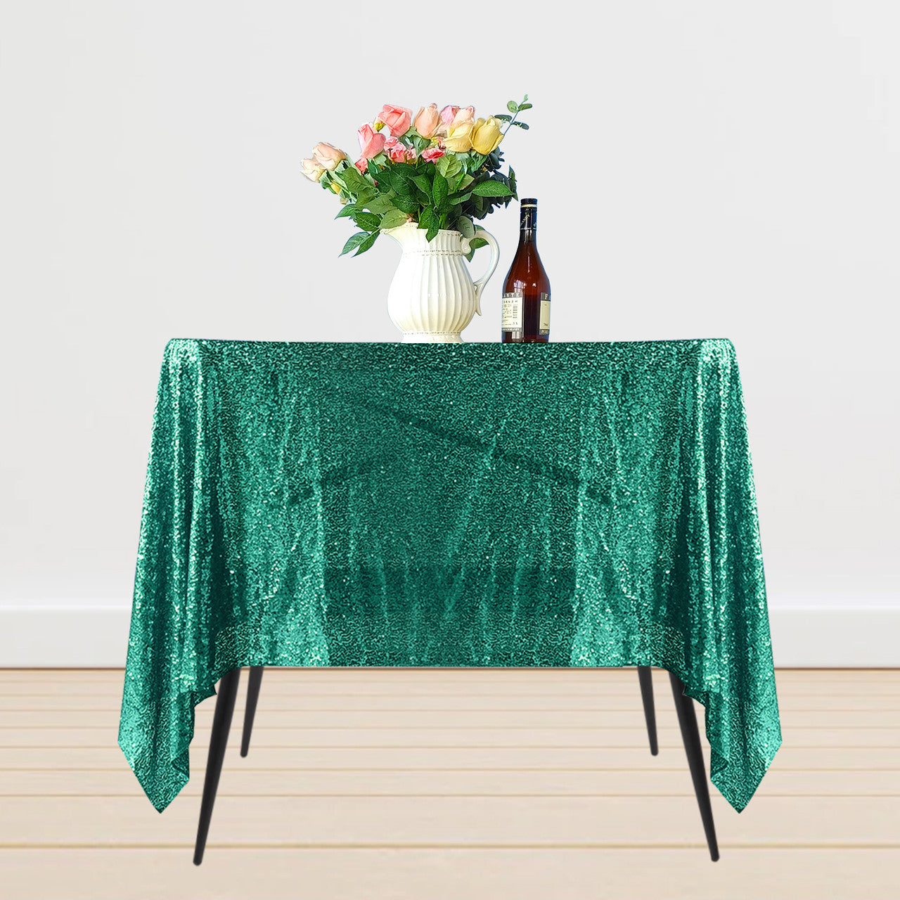Sequin Sparkly Square Tablecloth - Emerald Green