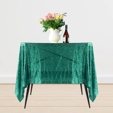 Sequin Sparkly Square Tablecloth - Emerald Green
