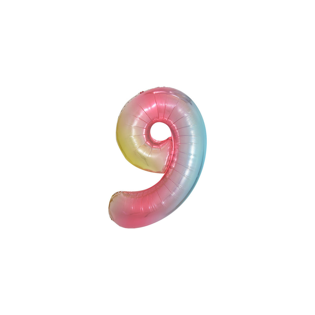Large Foil Number Air-fill and Helium Balloons (0-9) - Rainbow