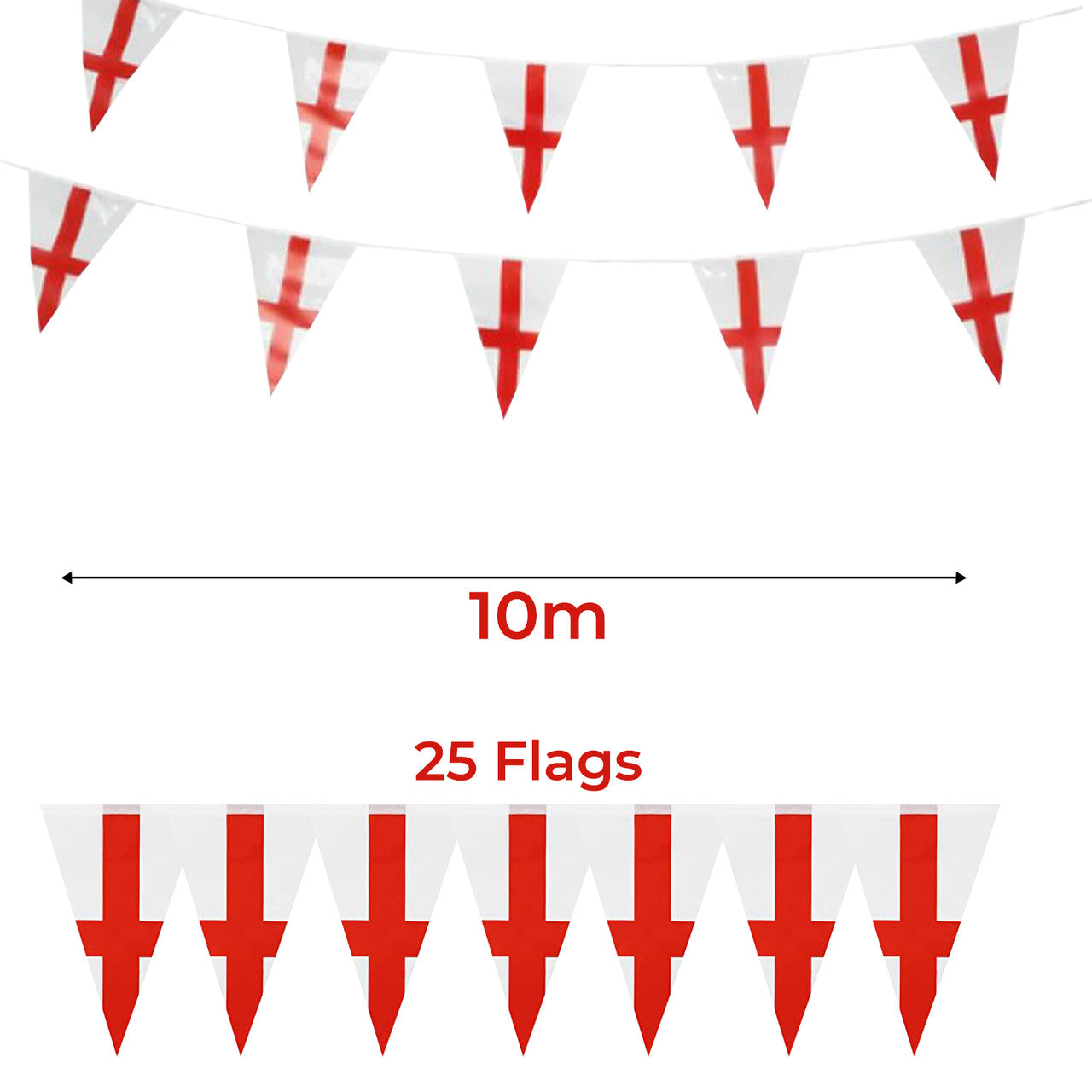 England Flag Bunting (Triangles) - 10m
