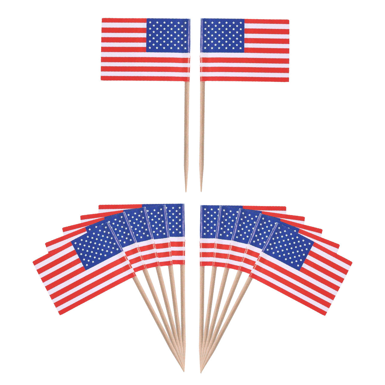 USA Flag Printed Cocktail Sticks - 50pcs