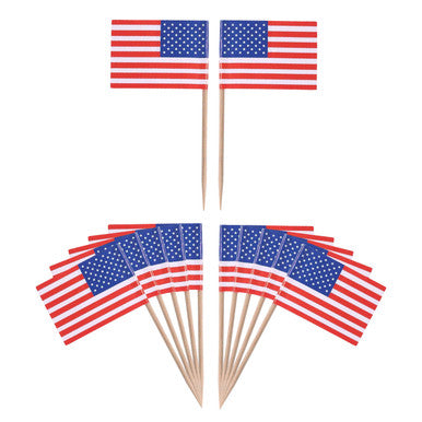 USA Flag Printed Cocktail Sticks - 50pcs