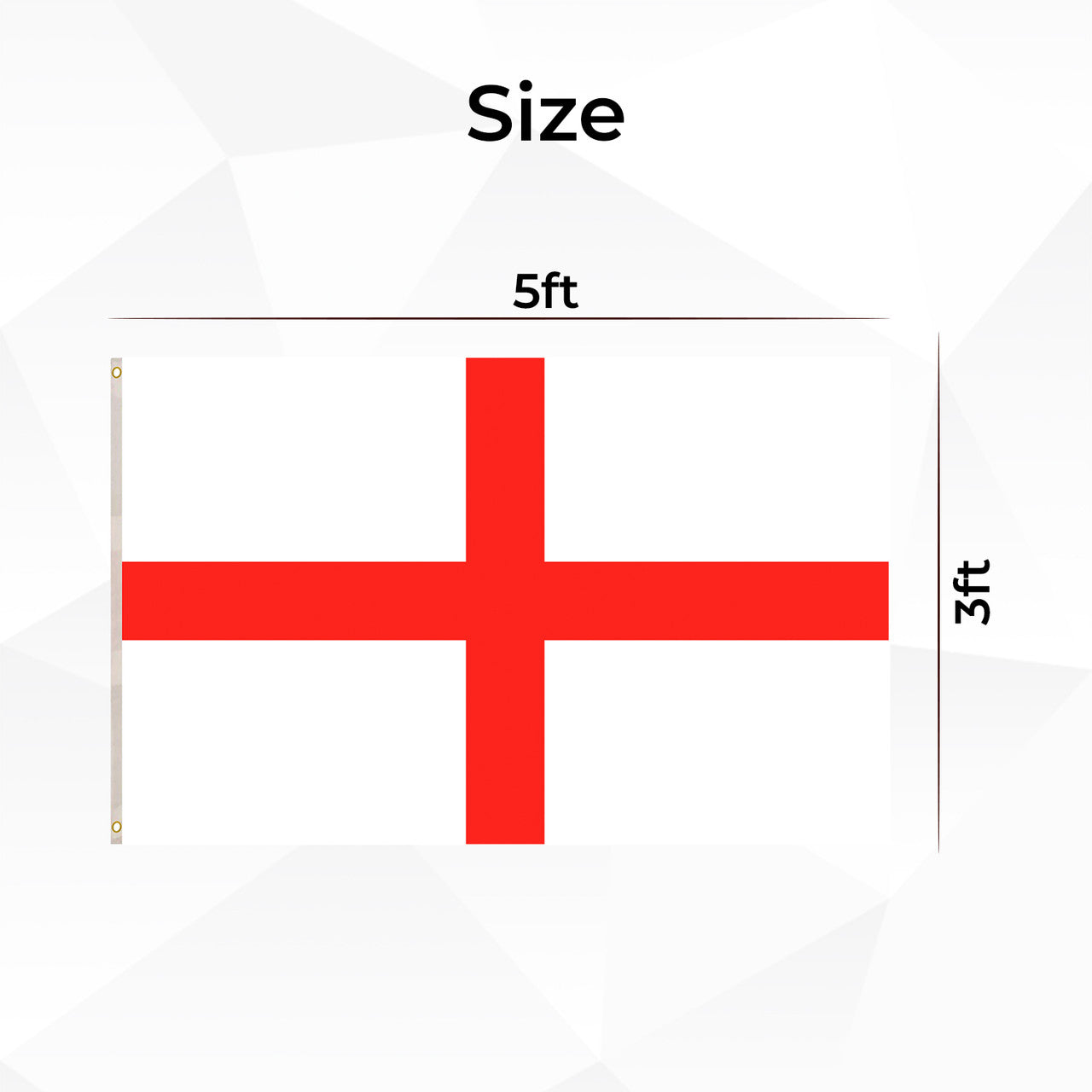 England Flag with Eyelets - 5ft x 3ft