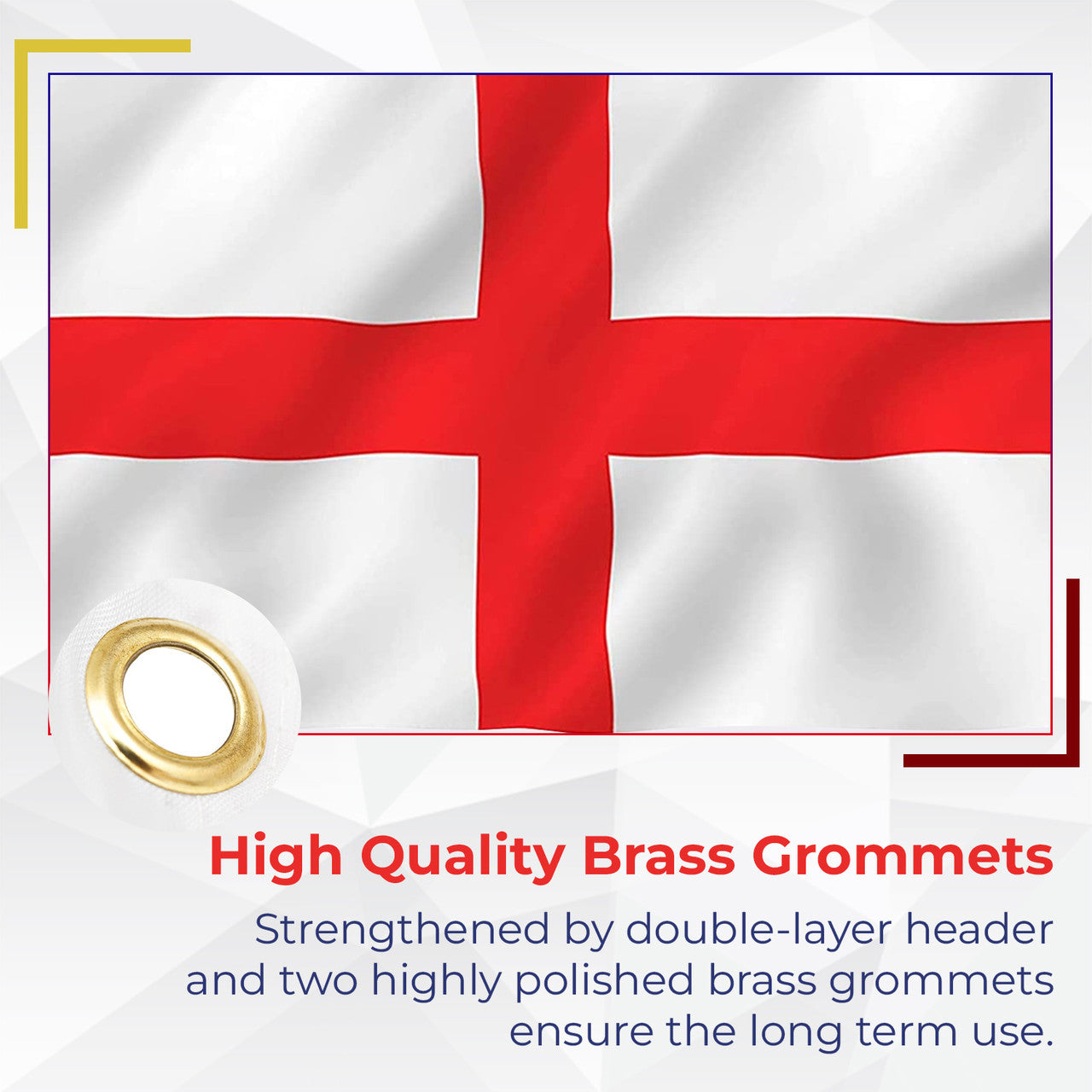 England Flag with Eyelets - 5ft x 3ft