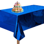 Blue Foil Rectangle Tablecloth for 6 to 8 Foot Table